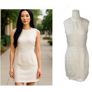 LOST APRIL  By Anthropologie Dress Small S White Gold Sleeveless